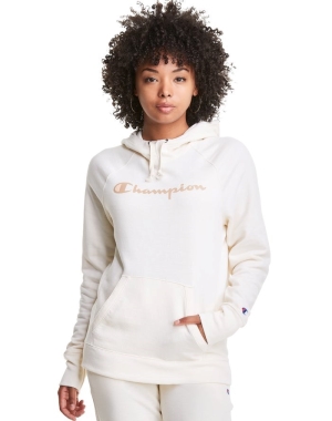 Champion Powerblend Fleece Script Logo Kadın Ceket Beyaz | IL8132605