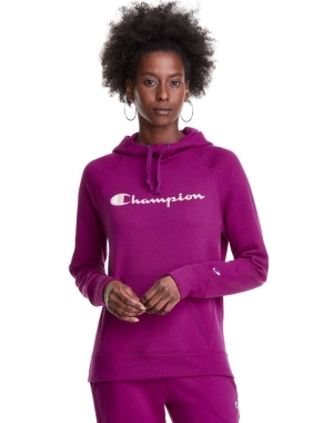 Champion Powerblend Fleece Script Logo Kadın Ceket Mor | IT2340851