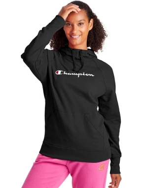 Champion Powerblend Fleece Script Logo Kadın Ceket Siyah | KU2014895