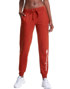Champion Powerblend Fleece Script Logo Kadın Pantolon Kahverengi | KZ9874165