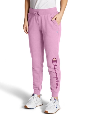 Champion Powerblend Fleece Script Logo Kadın Pantolon Pembe | MJ1052386