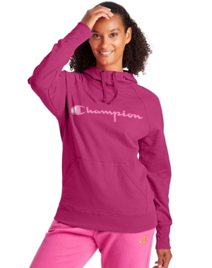 Champion Powerblend Fleece Script Logo Kadın Ceket Pembe | NC8963402