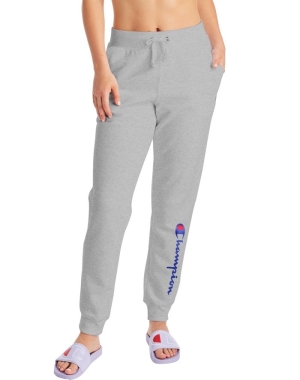 Champion Powerblend Fleece Script Logo Kadın Pantolon Gri | PM5719860