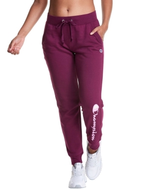 Champion Powerblend Fleece Script Logo Kadın Pantolon Koyu Mor | PO9341208