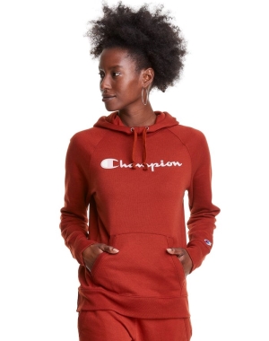 Champion Powerblend Fleece Script Logo Kadın Ceket Kahverengi | QL4819065