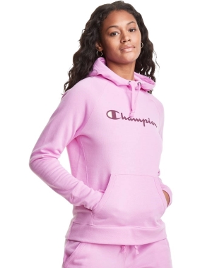 Champion Powerblend Fleece Script Logo Kadın Ceket Pembe | RP4057638