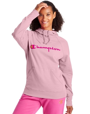 Champion Powerblend Fleece Script Logo Kadın Ceket Pembe | RQ8519760