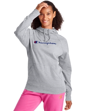 Champion Powerblend Fleece Script Logo Kadın Ceket Gri | UH1765843