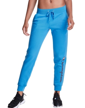 Champion Powerblend Fleece Script Logo Kadın Pantolon Mavi | VY7035429