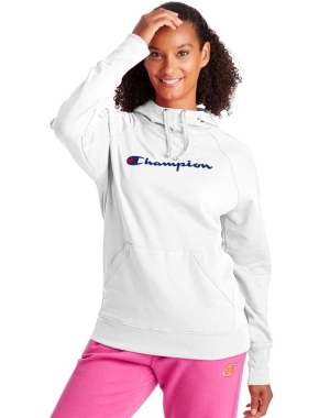 Champion Powerblend Fleece Script Logo Kadın Ceket Beyaz | YE3629457