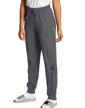 Champion Powerblend Fleece Script Logo Kadın Pantolon Koyu Gri | YZ5173824