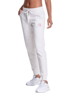Champion Powerblend Fleece Velvet Houndstooth Embroidered C Logo Kadın Pantolon Beyaz | AT1620574
