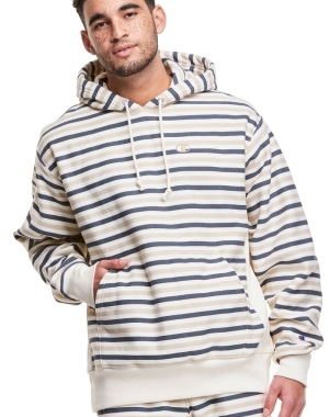 Champion Reverse Weave All Over Print Erkek Kapüşonlu Sweatshirt Beyaz Siyah | HC4086359