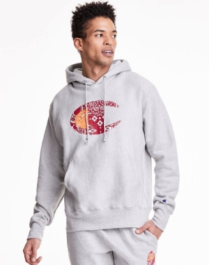 Champion Reverse Weave Bandana C Logo Erkek Kapüşonlu Sweatshirt Gri | HB1895742