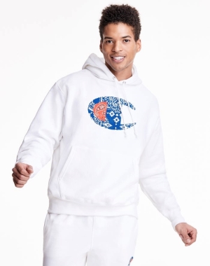 Champion Reverse Weave Bandana C Logo Erkek Kapüşonlu Sweatshirt Beyaz | JH4089651