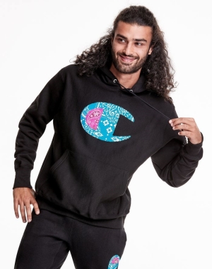 Champion Reverse Weave Bandana C Logo Erkek Kapüşonlu Sweatshirt Siyah | NU4208693