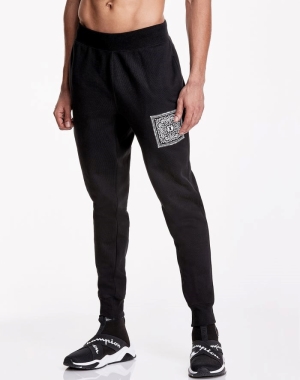 Champion Reverse Weave Bandana Print With C Logos Erkek Eşofman Altı Siyah | MW1746892