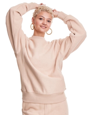 Champion Reverse Weave Boyfriend Crew Kadın Tişört Bej Rengi | GO9240763