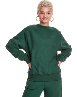 Champion Reverse Weave Boyfriend Crew Kadın Tişört Koyu Yeşil | HN6251973