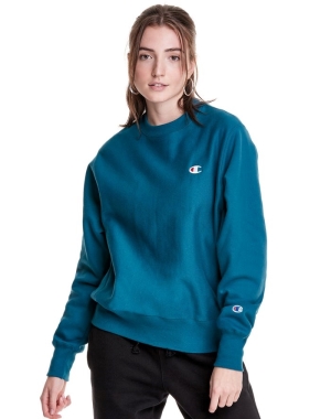Champion Reverse Weave Boyfriend Crew Kadın Tişört Mavi | IS1680597