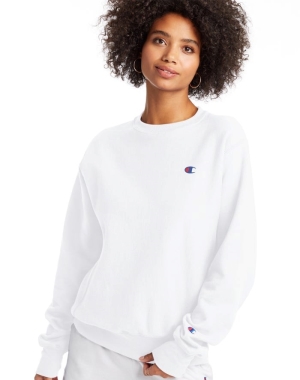 Champion Reverse Weave Boyfriend Crew Kadın Tişört Beyaz | UR6485321