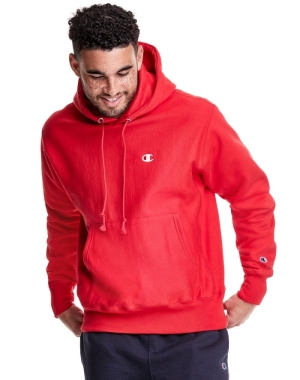 Champion Reverse Weave C Logo Erkek Kapüşonlu Sweatshirt Kırmızı | CY2705631