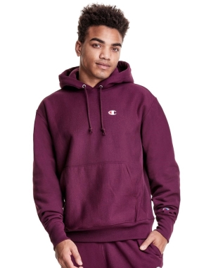 Champion Reverse Weave C Logo Erkek Kapüşonlu Sweatshirt Koyu Mor | GE6724189