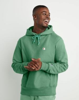 Champion Reverse Weave C Logo Erkek Kapüşonlu Sweatshirt Yeşil | KS3925064