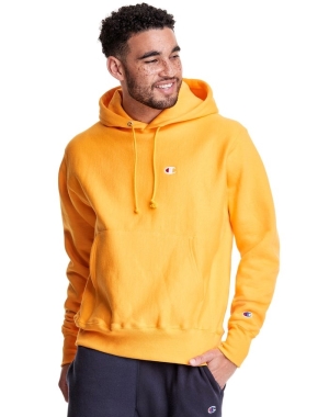 Champion Reverse Weave C Logo Erkek Kapüşonlu Sweatshirt Sarı | YN2437986