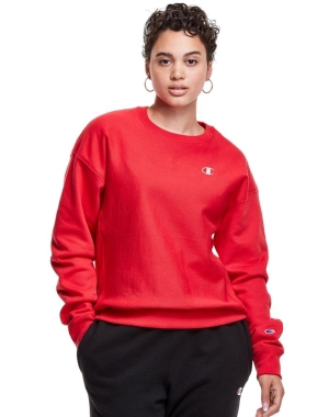 Champion Reverse Weave Crew C Logo Kadın Tişört Kırmızı | ZB1893256