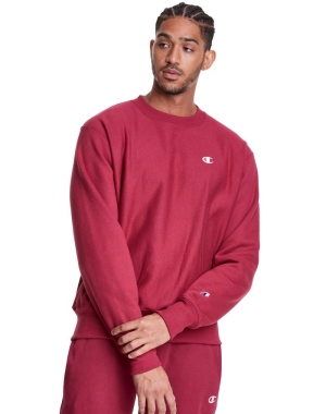 Champion Reverse Weave Crew Erkek Tişörtü Kırmızı | AZ6805234