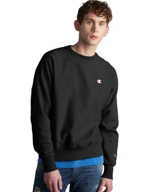 Champion Reverse Weave Crew Erkek Tişörtü Siyah | XG6204951