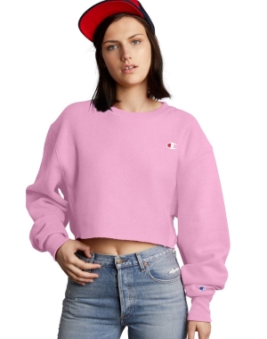 Champion Reverse Weave Cropped Cut-Off Crew Kadın Tişört Pembe | BC3245607