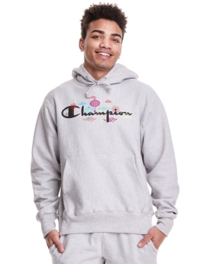 Champion Reverse Weave Lunar New Year Erkek Kapüşonlu Sweatshirt Gri | ED3890541