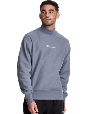 Champion Reverse Weave Mock Neck Crew Erkek Tişörtü Gri | GO1920684