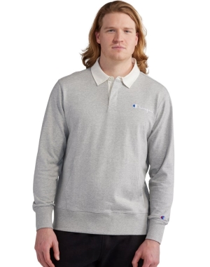 Champion Rugby Shirt With Kanga Pocket Erkek Tişört Gri | SO4716802
