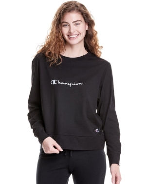 Champion Sleep Pj Long-Sleeve Kadın Tişört Siyah | YU5278490