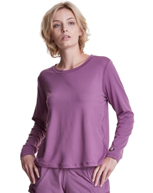 Champion Soft Touch Cutout Long-Sleeve Kadın Tişört Mor | LM9435678