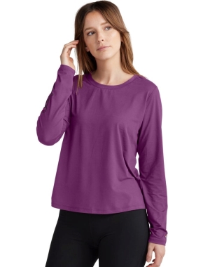Champion Soft Touch Cutout Long-Sleeve Kadın Tişört Koyu Mor | MW0496372