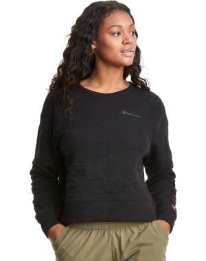 Champion Soft Touch Double Knit Camo Crew Kadın Tişört Siyah | TB4936782