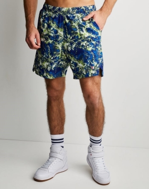 Champion Spor Print No Liner Erkek Şort Mavi Yeşil | WE4179853