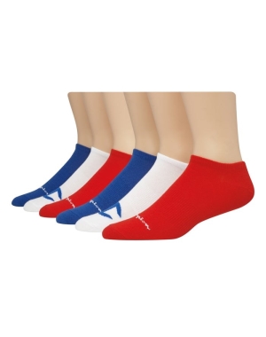 Champion Super No-Show Multi Logo 6 Pairs Erkek İç Giyim Kırmızı Mavi Beyaz | SD4703951