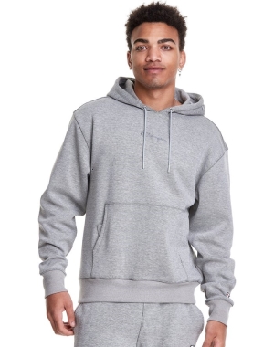Champion Tech Weave Script Logo Erkek Kapüşonlu Sweatshirt Gri | MJ4706598