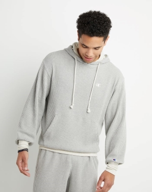 Champion Waffle Embroidered C Logo Erkek Kapüşonlu Sweatshirt Gri | OV2035967