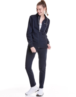 Champion Zip-Up Script Logo Kadın Takım Elbise Lacivert | OH9182570